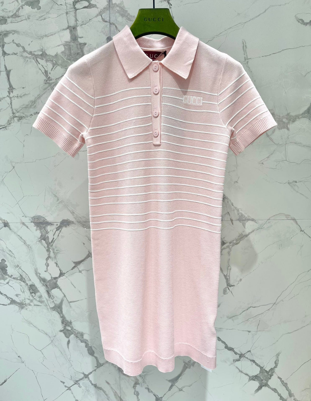 Gucci Polo Shirt Dress Pink Cotton Wool