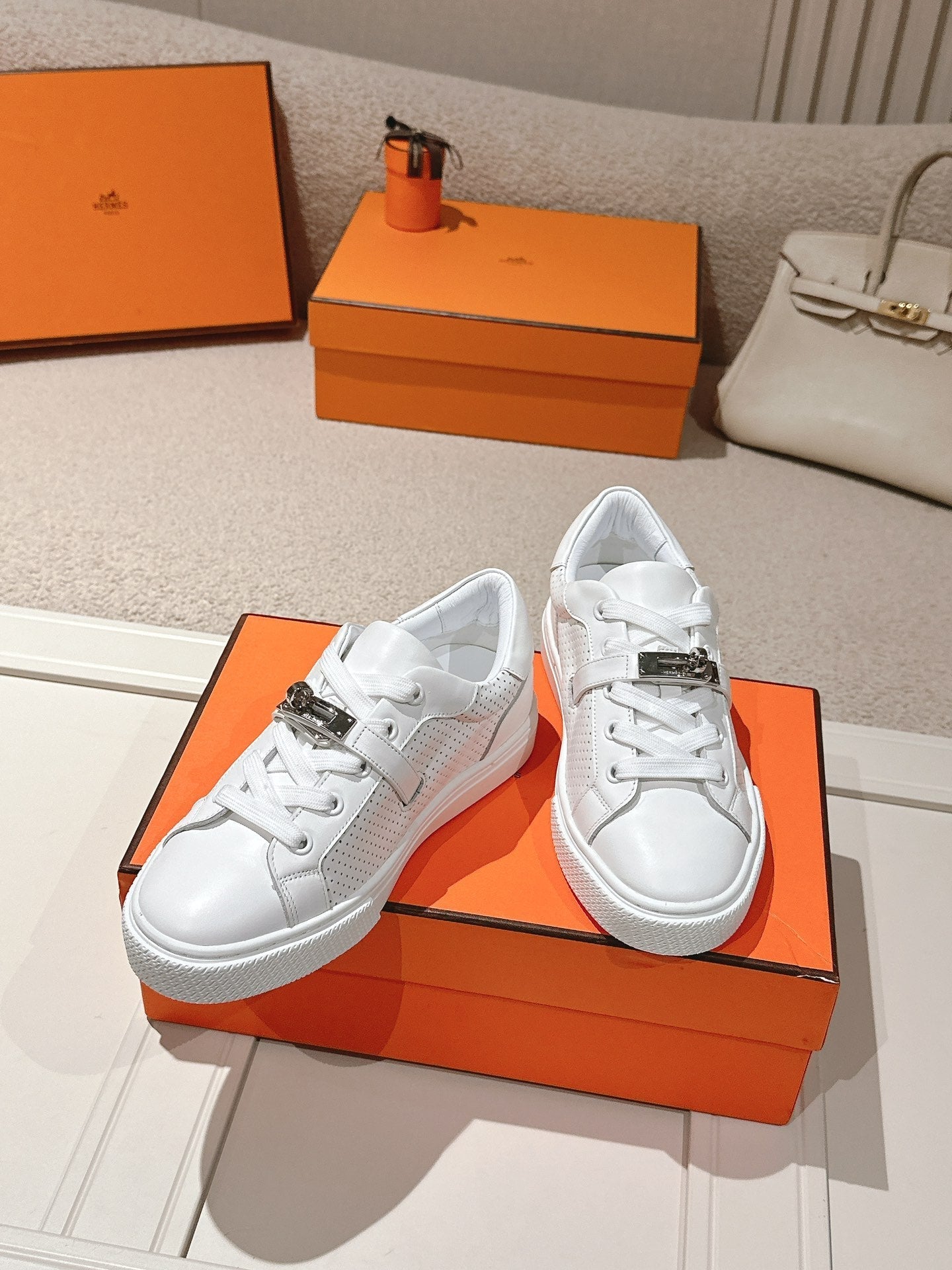HM Day Sneakers White Perforated Calfskin 577515