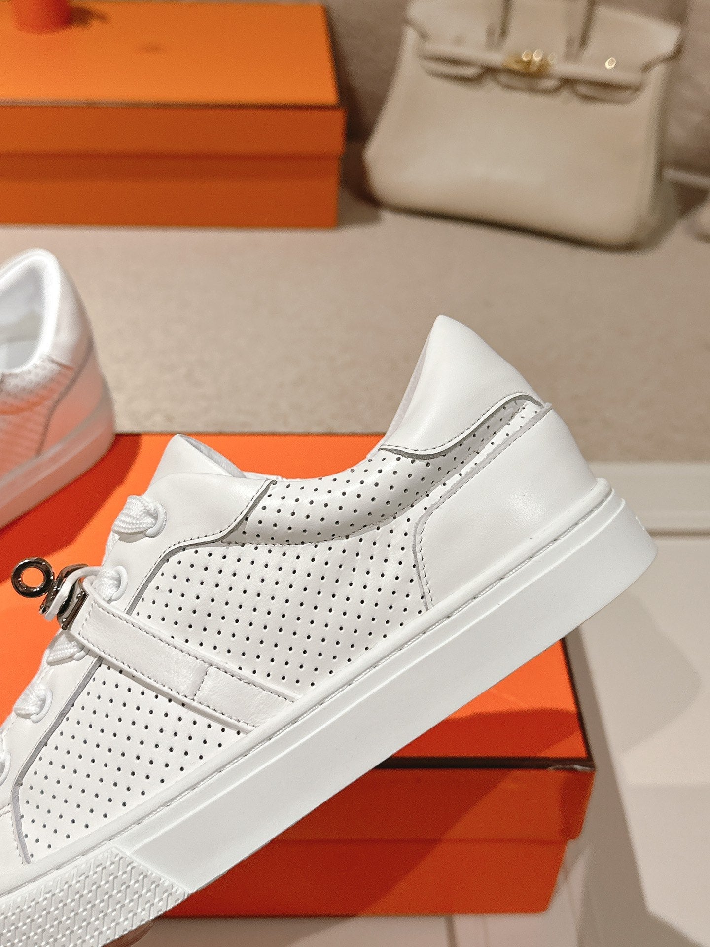 HM Day Sneakers White Perforated Calfskin 577515