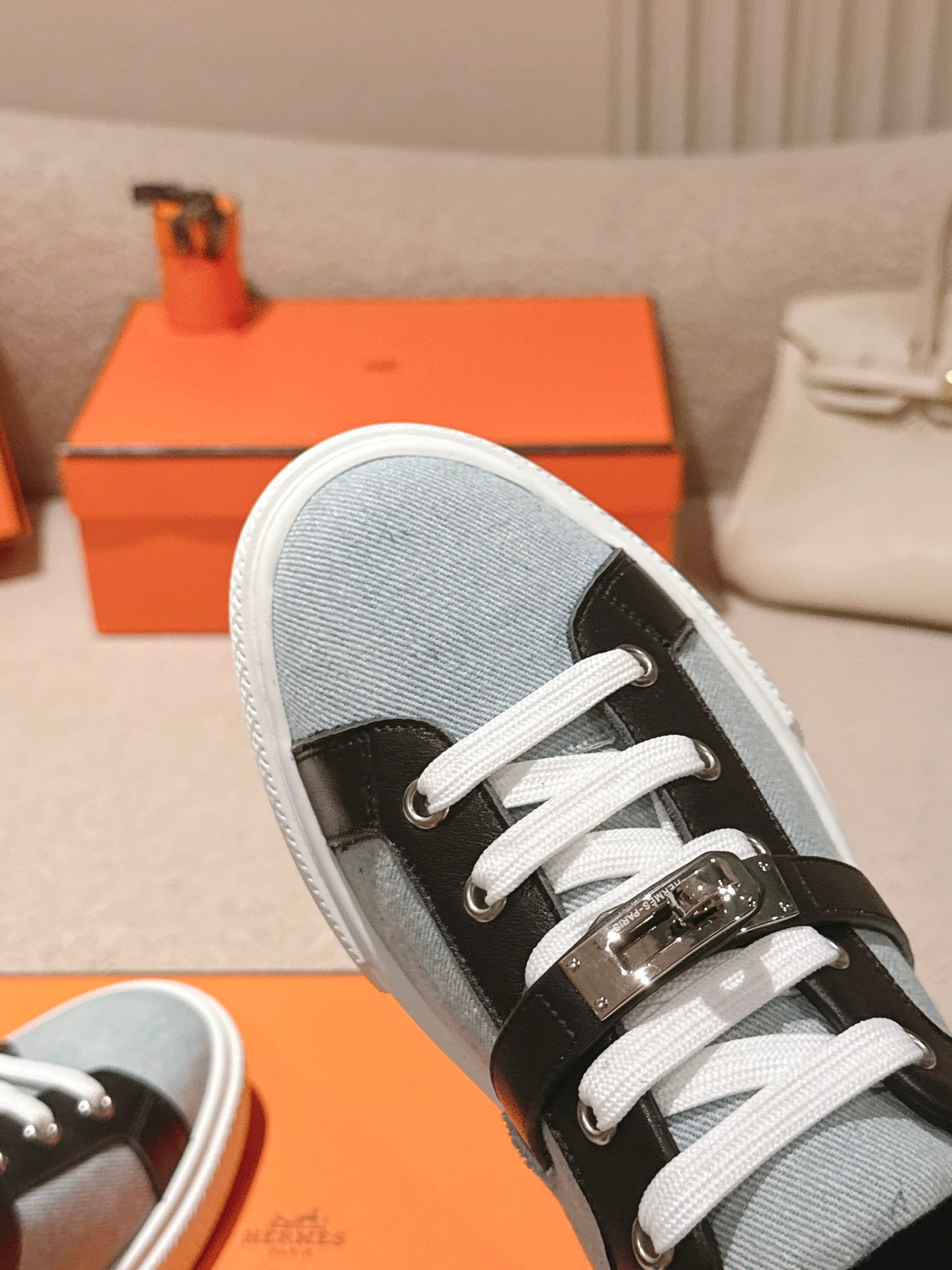 HM Day Sneakers Black Calfskin Denim 577520
