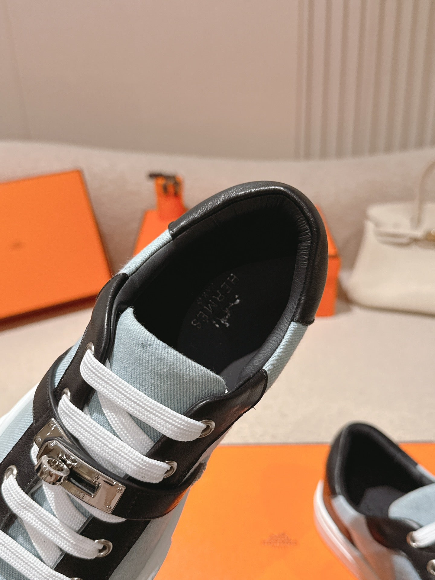 HM Day Sneakers Black Calfskin Denim 577520