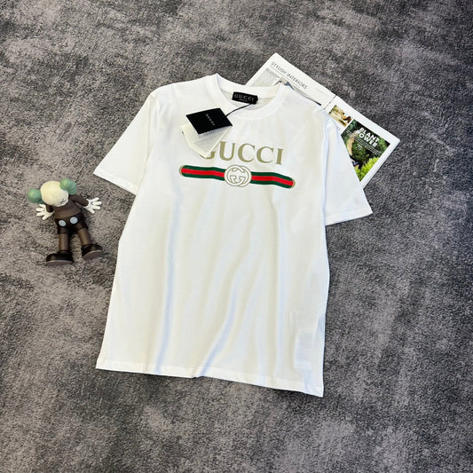 GG SS26 Logo Print Cotton T-shirt White Cotton 350534
