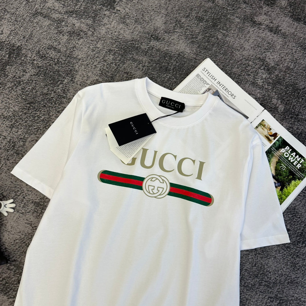 GG SS26 Logo Print Cotton T-shirt White Cotton 350534