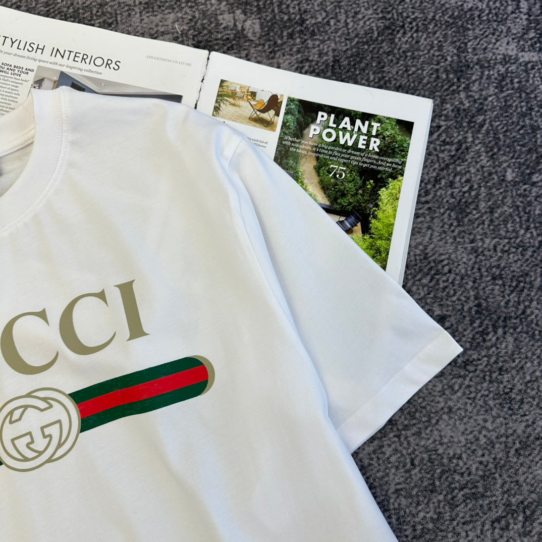 GG SS26 Logo Print Cotton T-shirt White Cotton 350534