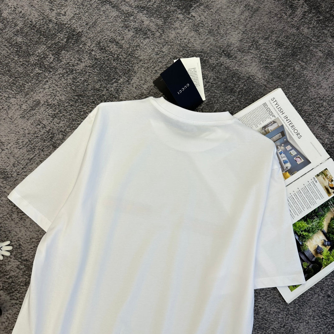 GG SS26 Logo Print Cotton T-shirt White Cotton 350534