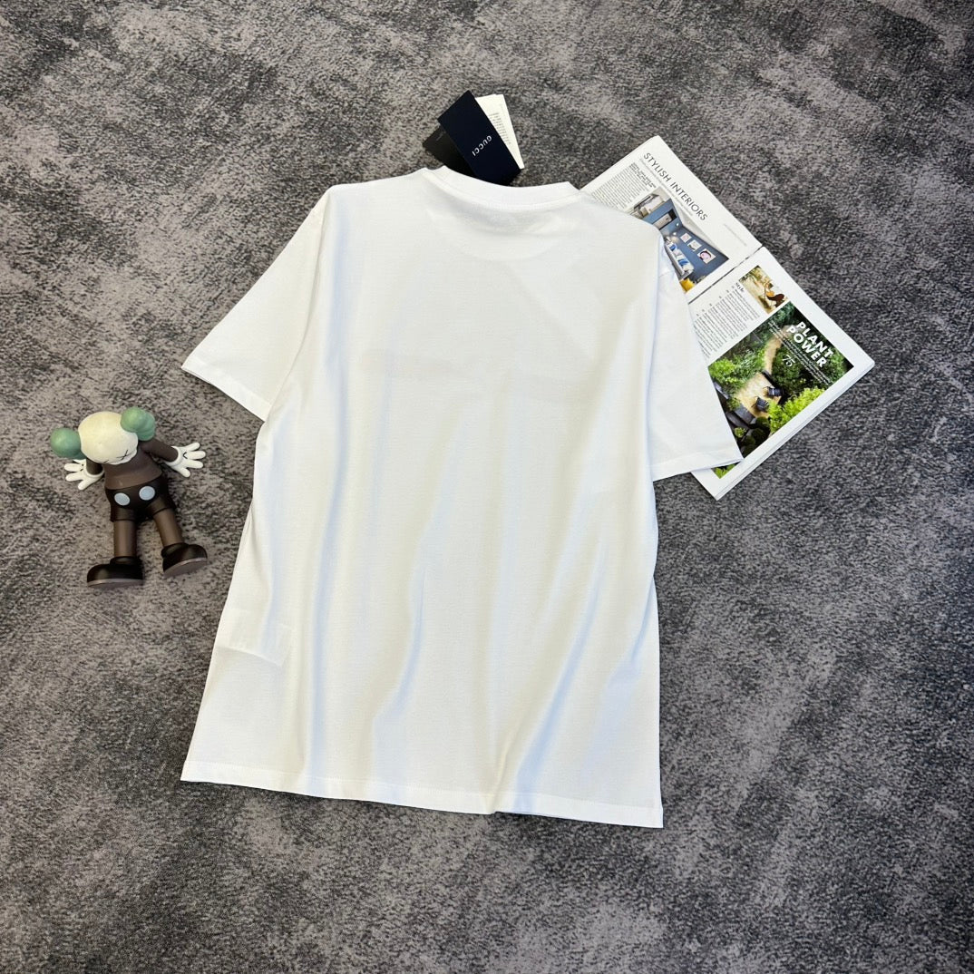 GG SS26 Logo Print Cotton T-shirt White Cotton 350534