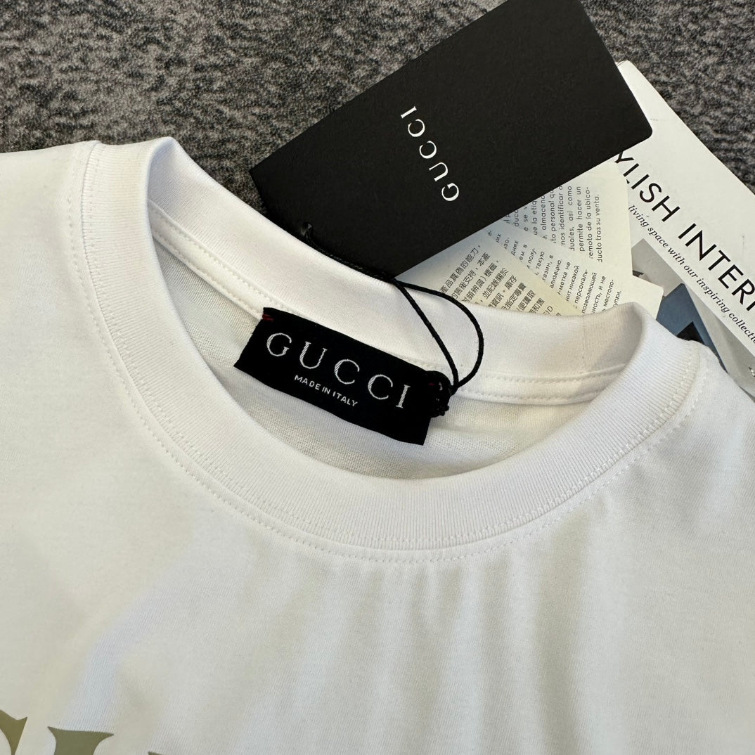 GG SS26 Logo Print Cotton T-shirt White Cotton 350534
