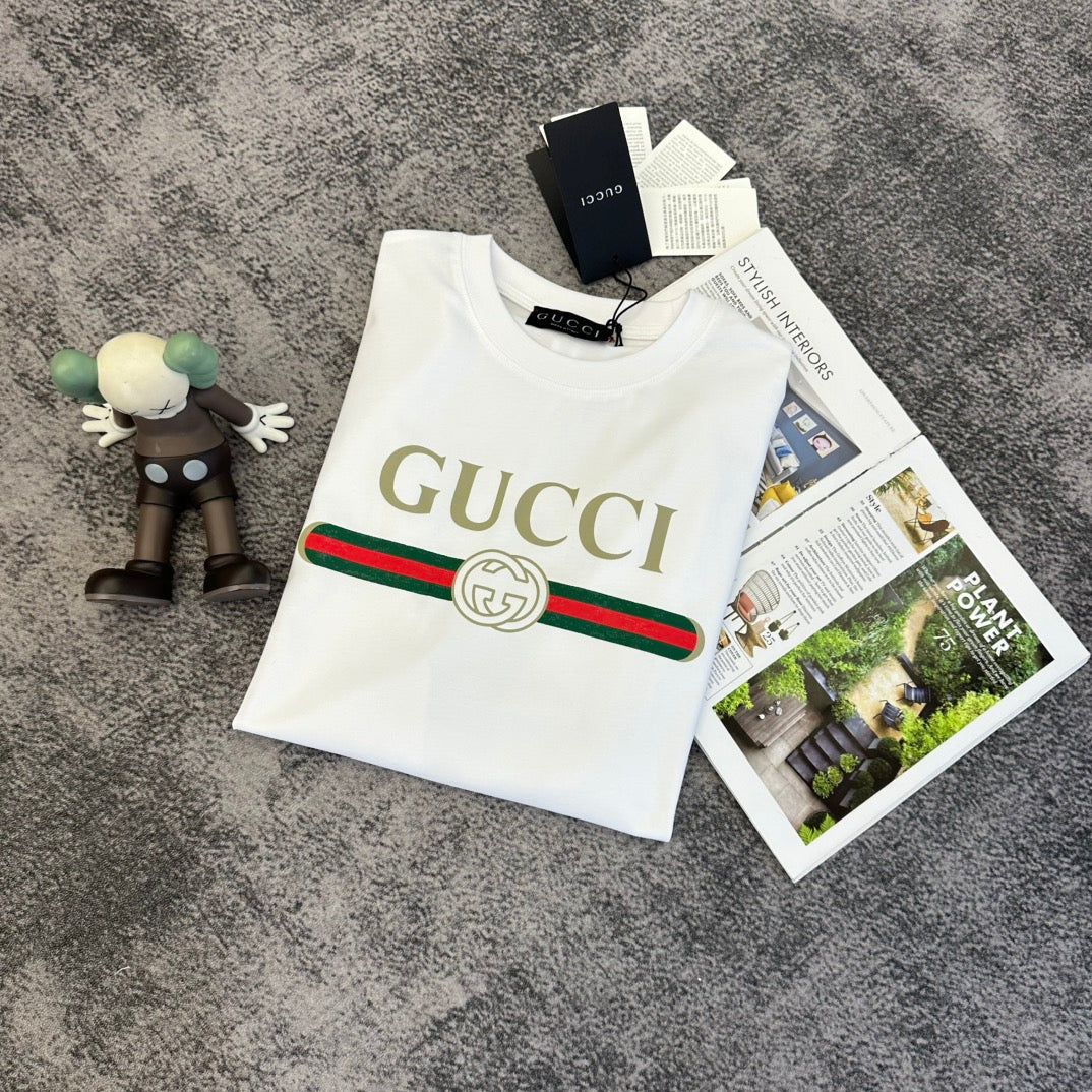 GG SS26 Logo Print Cotton T-shirt White Cotton 350534