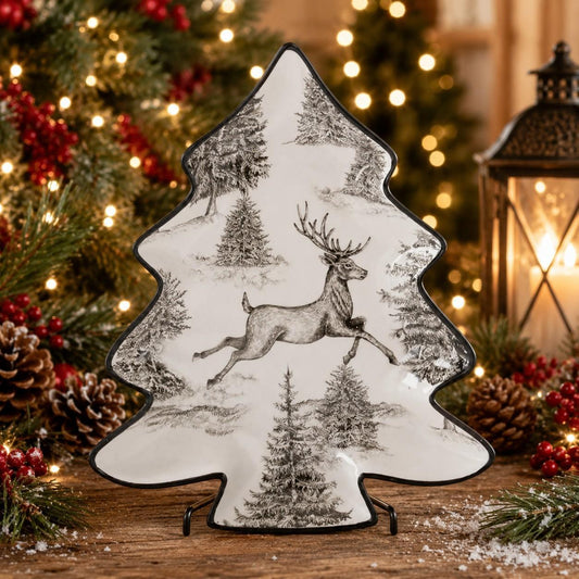 REINDEER TOILE TREE TRAY