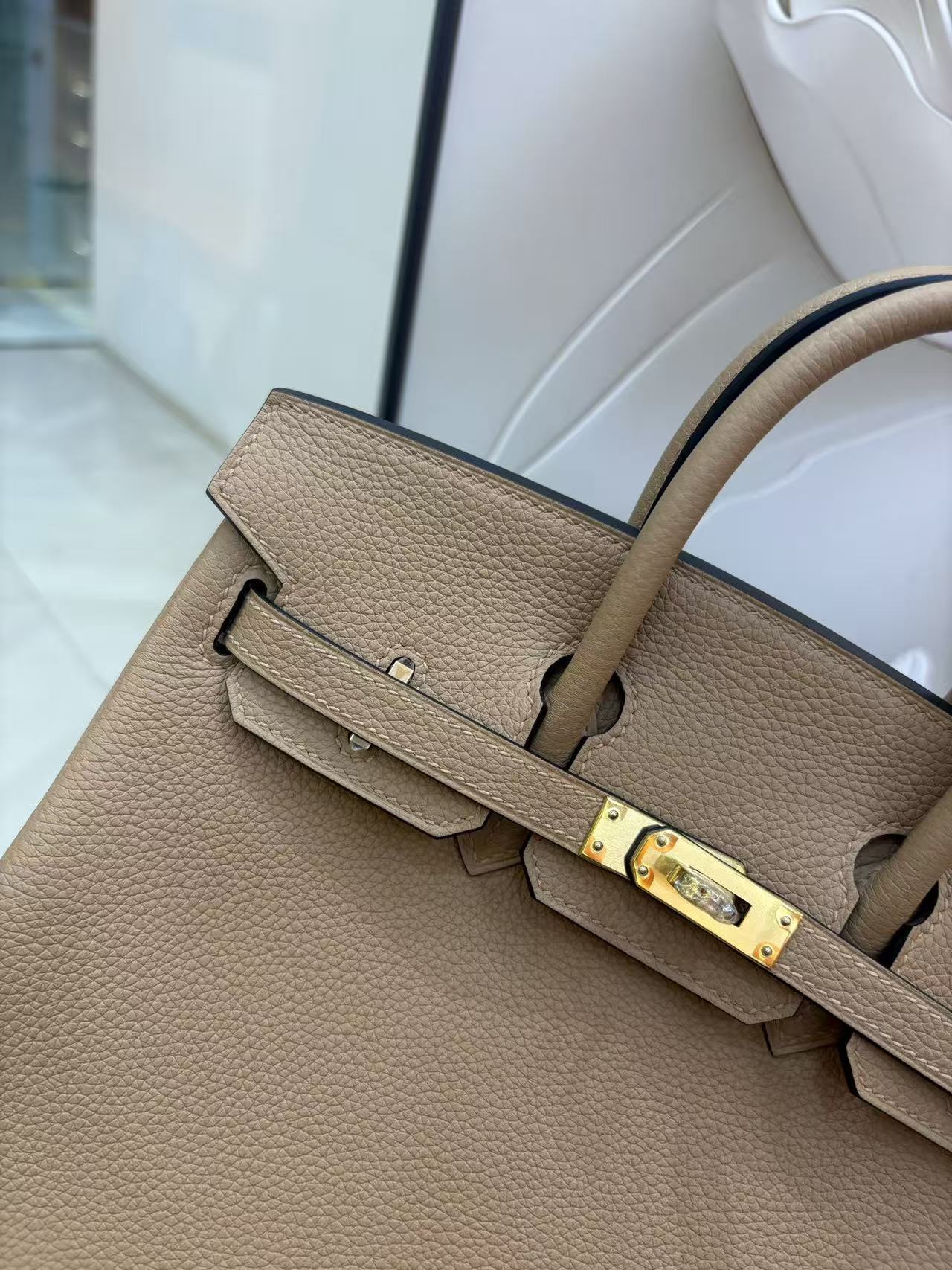 HM Birkin Bag 30cm Beige Togo Leather GHW