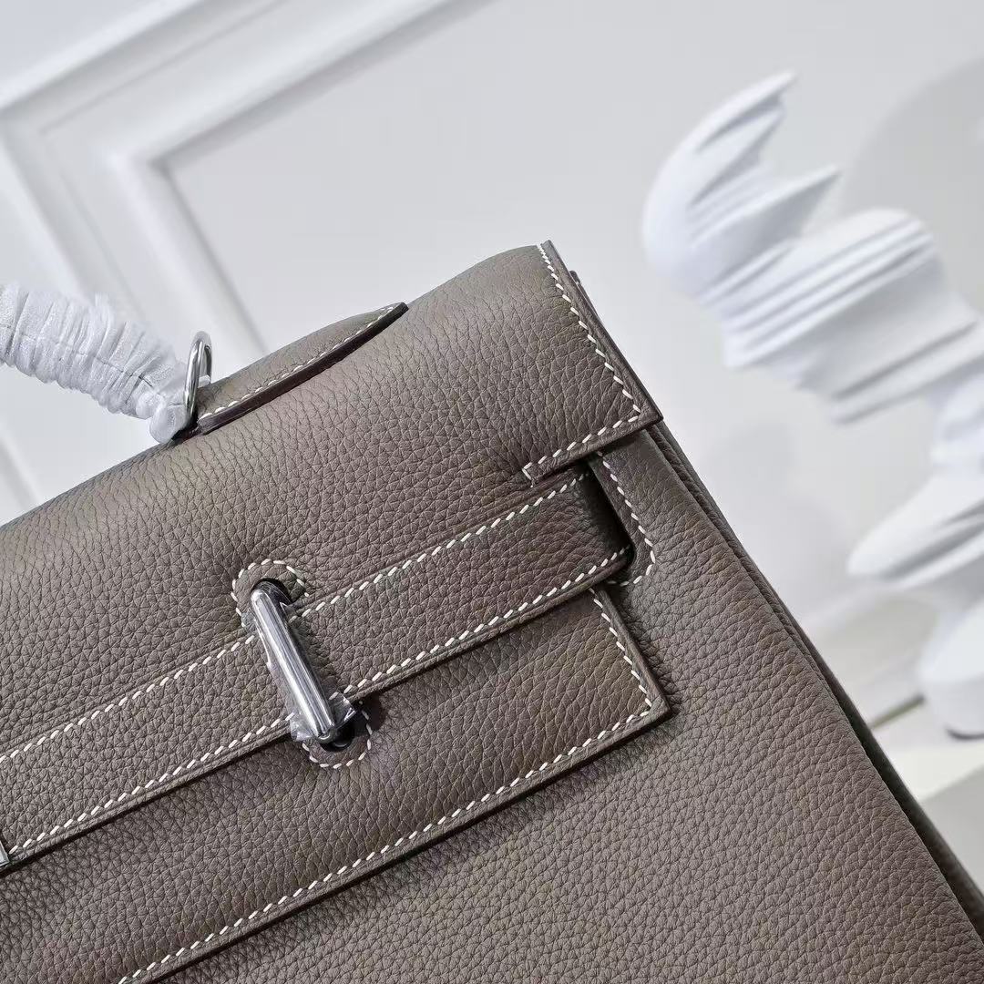 HM Kelly 42cm For Men Taupe Togo Leather Sliver Hardware