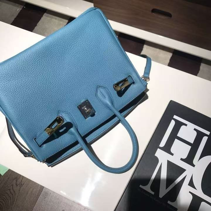 HM Kelly Bag 25cm Stale Blue Togo Leather SHW