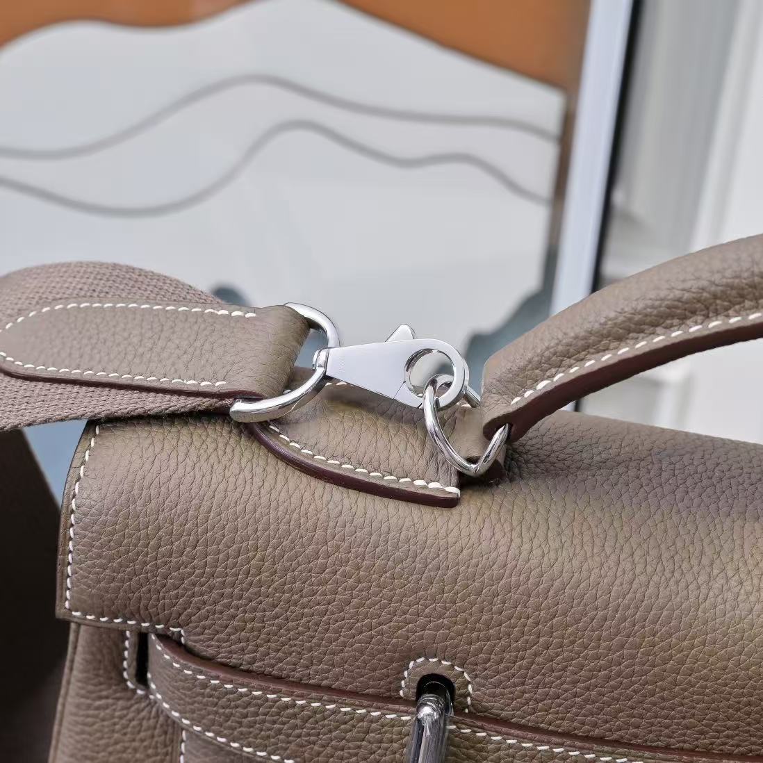 HM Kelly 42cm For Men Taupe Togo Leather Sliver Hardware