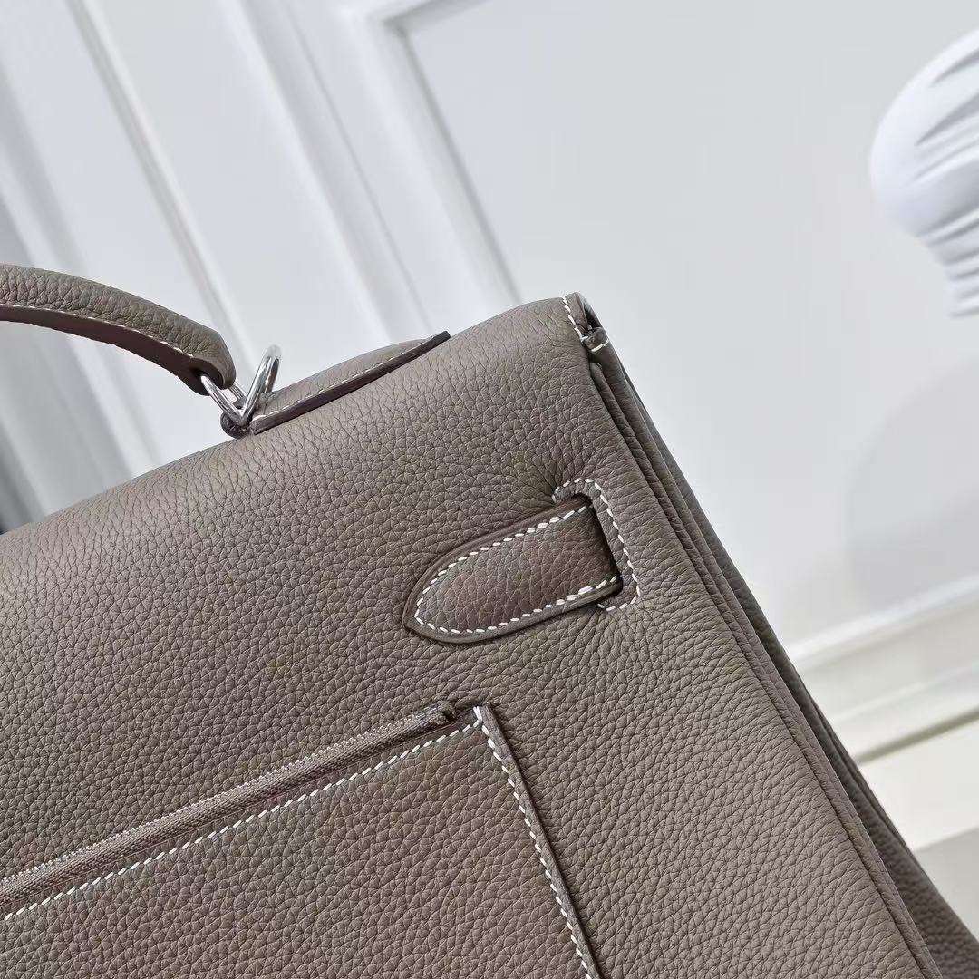 HM Kelly 42cm For Men Taupe Togo Leather Sliver Hardware