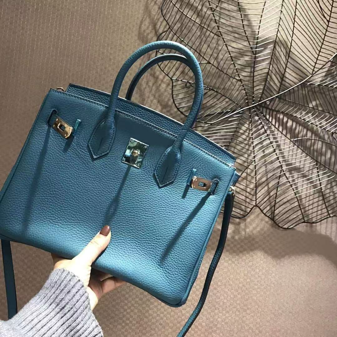 HM Kelly Bag 25cm Stale Blue Togo Leather SHW