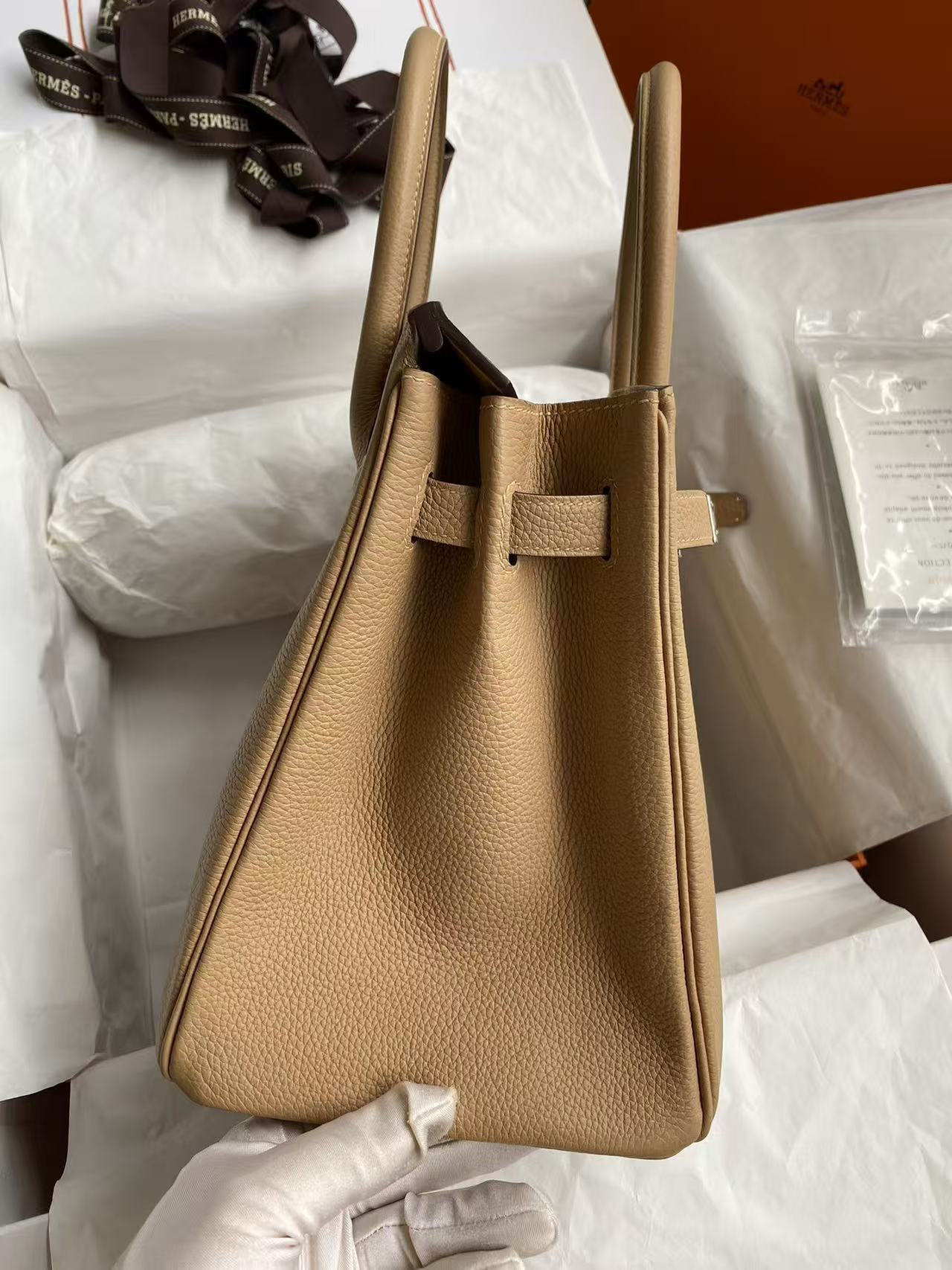 HM BIRKIN 25CM BEIGE TOGO LEATHER SLIVER HARDWARE