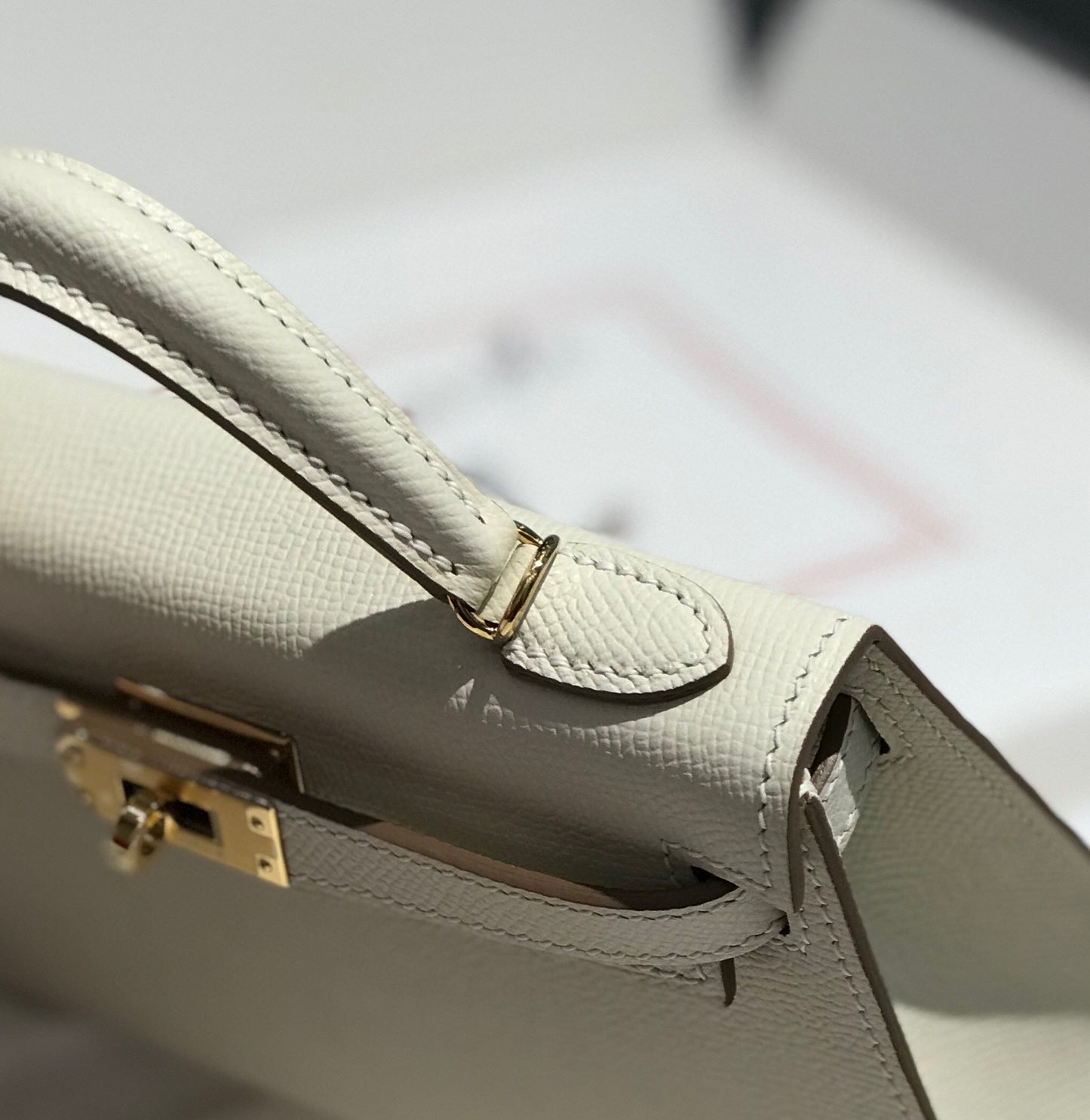 HM KELLY MINI 20 WHITE EPSOM GOLD HARDWARE 759206