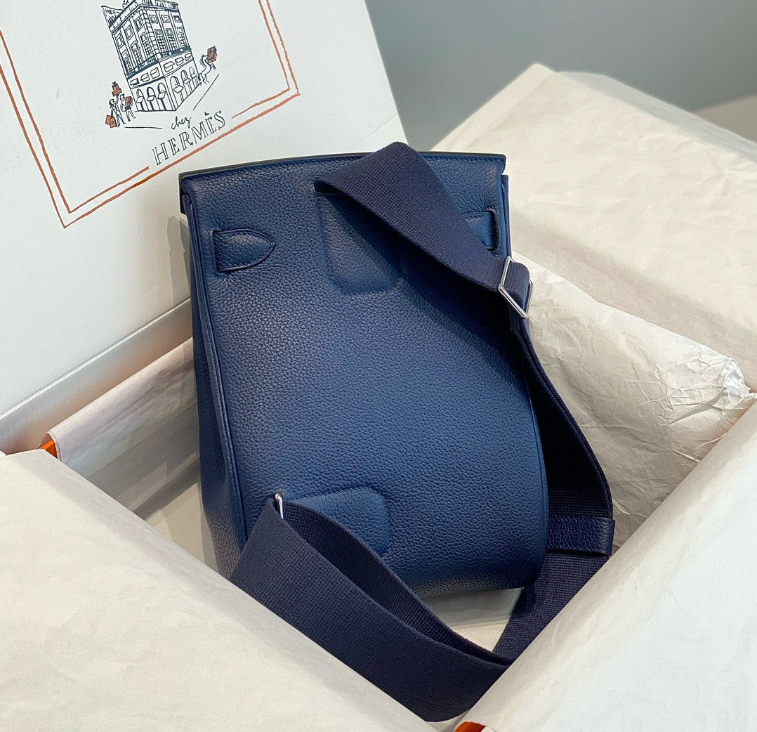 HM HAC A DOS PM 26CM NAVY BLUE TOGO LEATHER SILVER HARDWARE