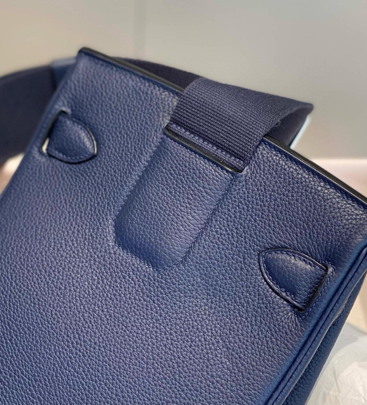 HM HAC A DOS PM 26CM NAVY BLUE TOGO LEATHER SILVER HARDWARE