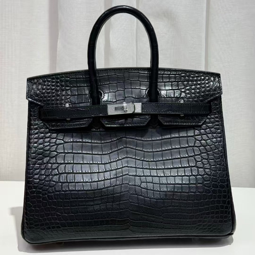 HM Birkin 35cm Black Crocodile Silver Hardware (Needs 30 days to prepare goods)