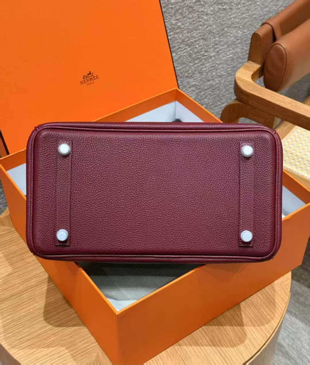 HM BIRKIN 25CM BURGUNDY TOGO LEATHER SILVER HARDWARE