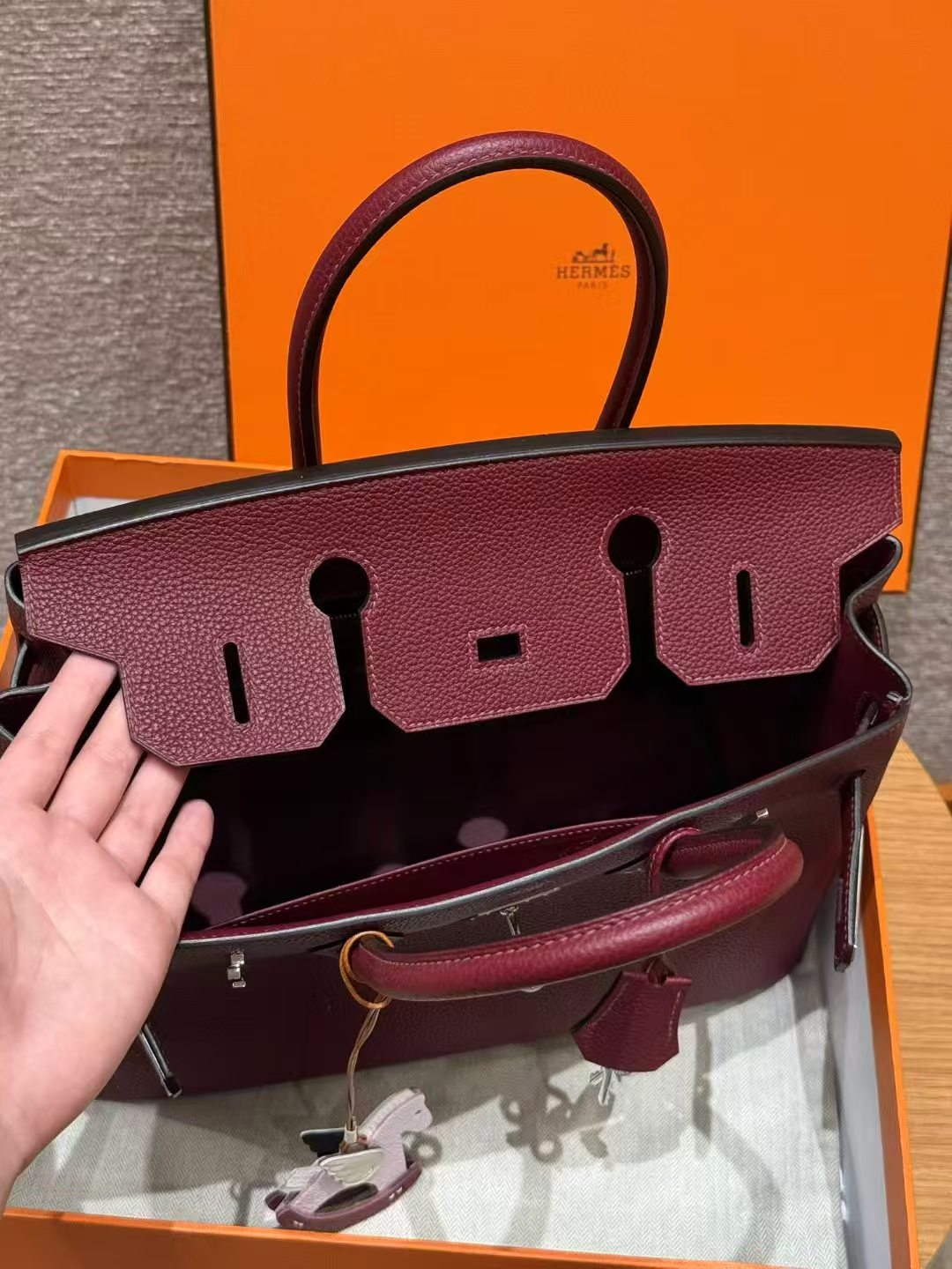 HM BIRKIN 25CM BURGUNDY TOGO LEATHER SILVER HARDWARE