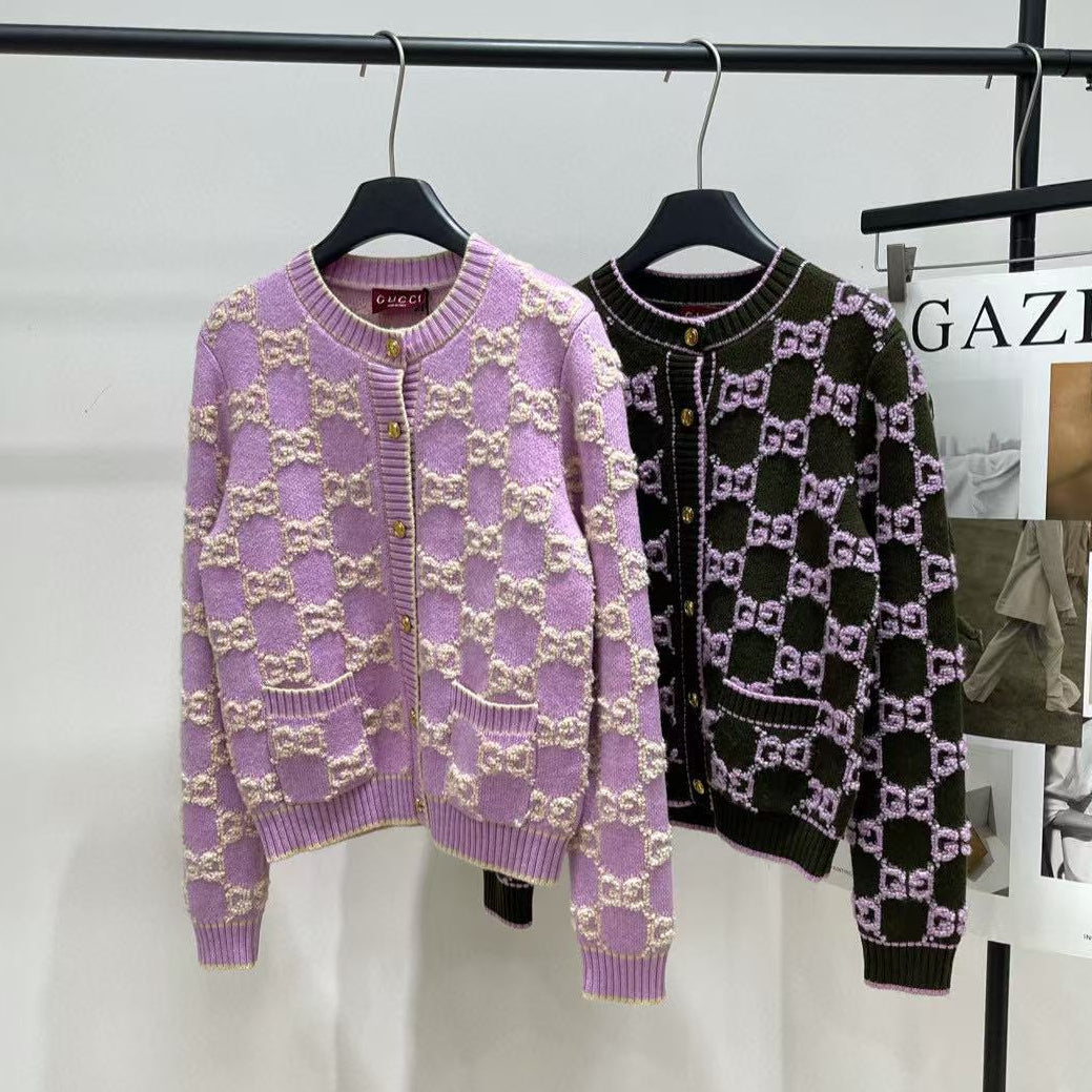 Gucci Knot Jacquard Knitted Cardigan  Wool
