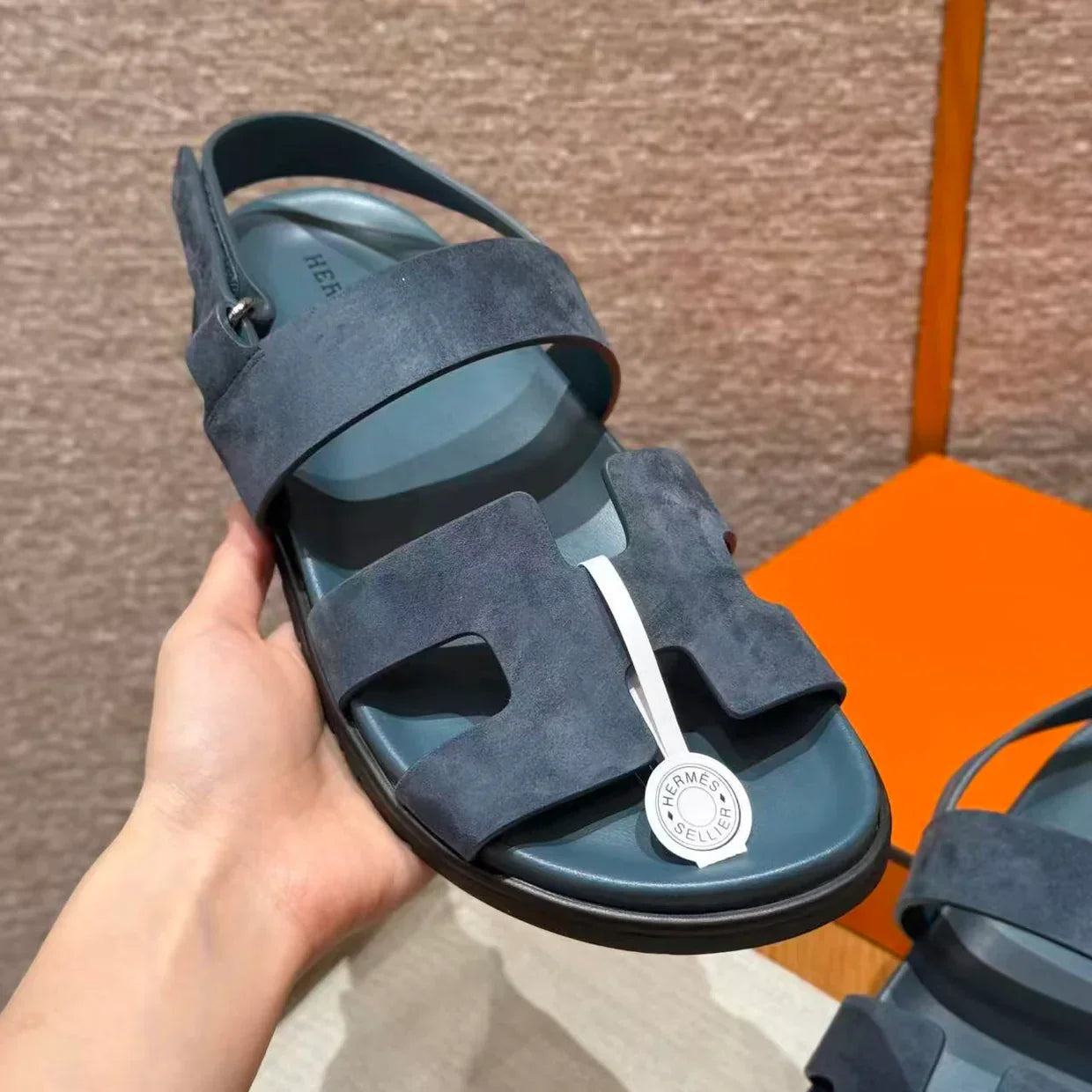 Hermes 2026 Genius Sandal Purplish Blue Suede