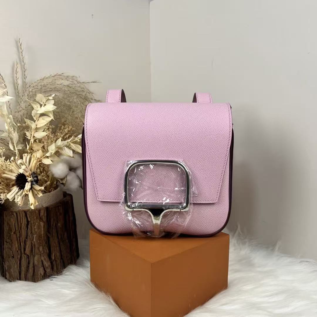 HM Della Cavalleria Mini Bag Light Pink Epsom Leather