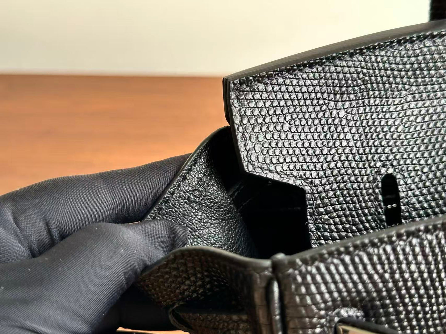 Hermes Birkin 25 Black Salvator Lizard Sliver Hardware
