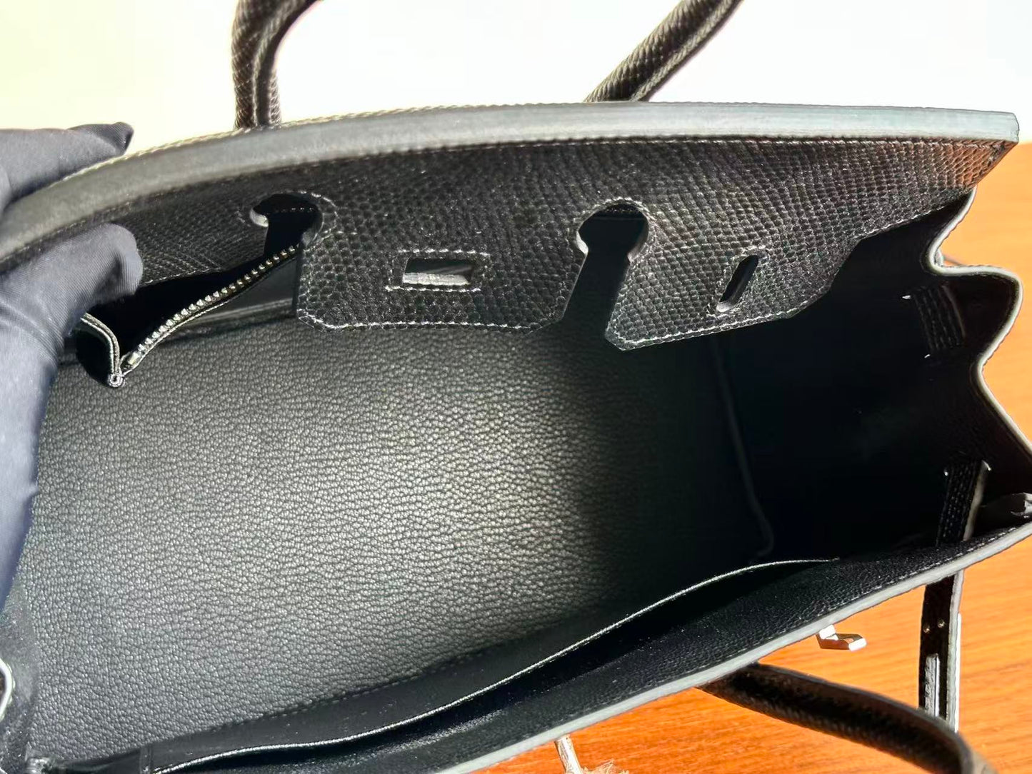 Hermes Birkin 25 Black Salvator Lizard Sliver Hardware