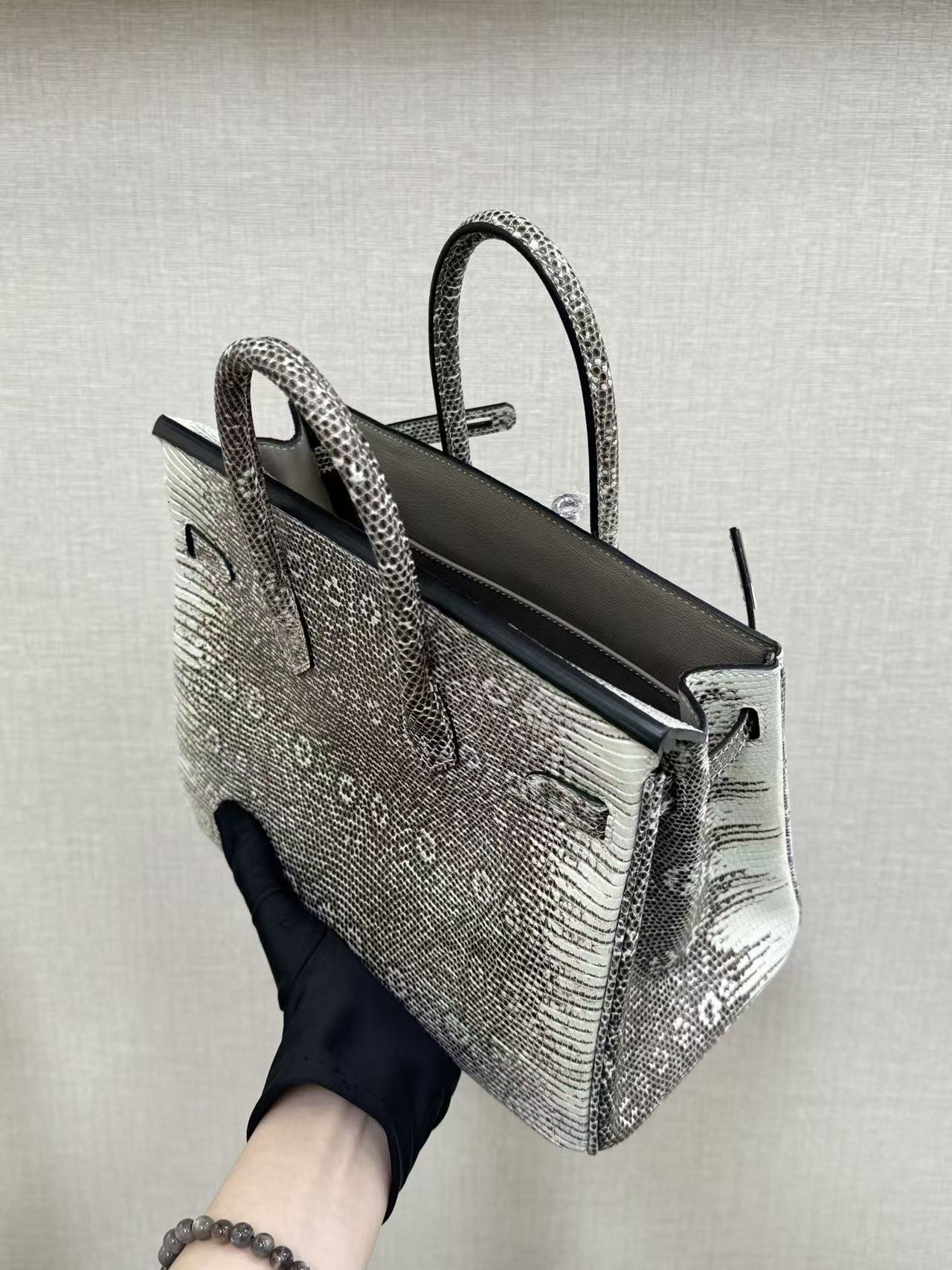 HM Ombre Birkin 25cm Black White Lizard SHW (15 day production)