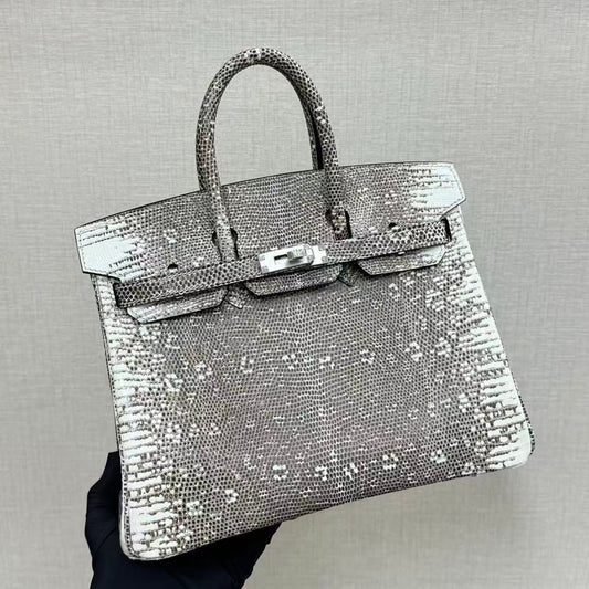 HM Ombre Birkin 25cm Black White Lizard SHW (15 day production)