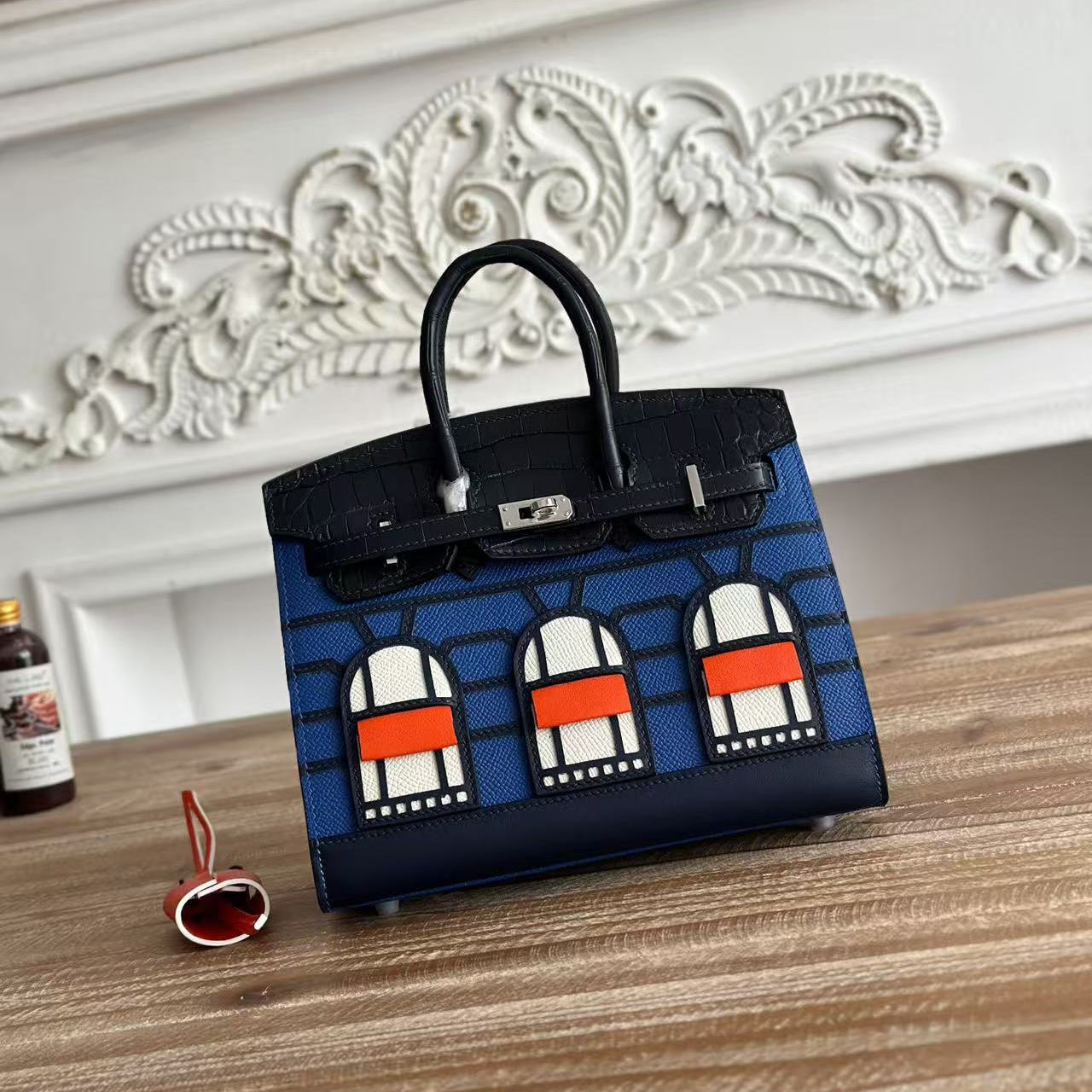 HM Birkin Faubourg 20 Black Blue Espom Alligator Embossed Leather