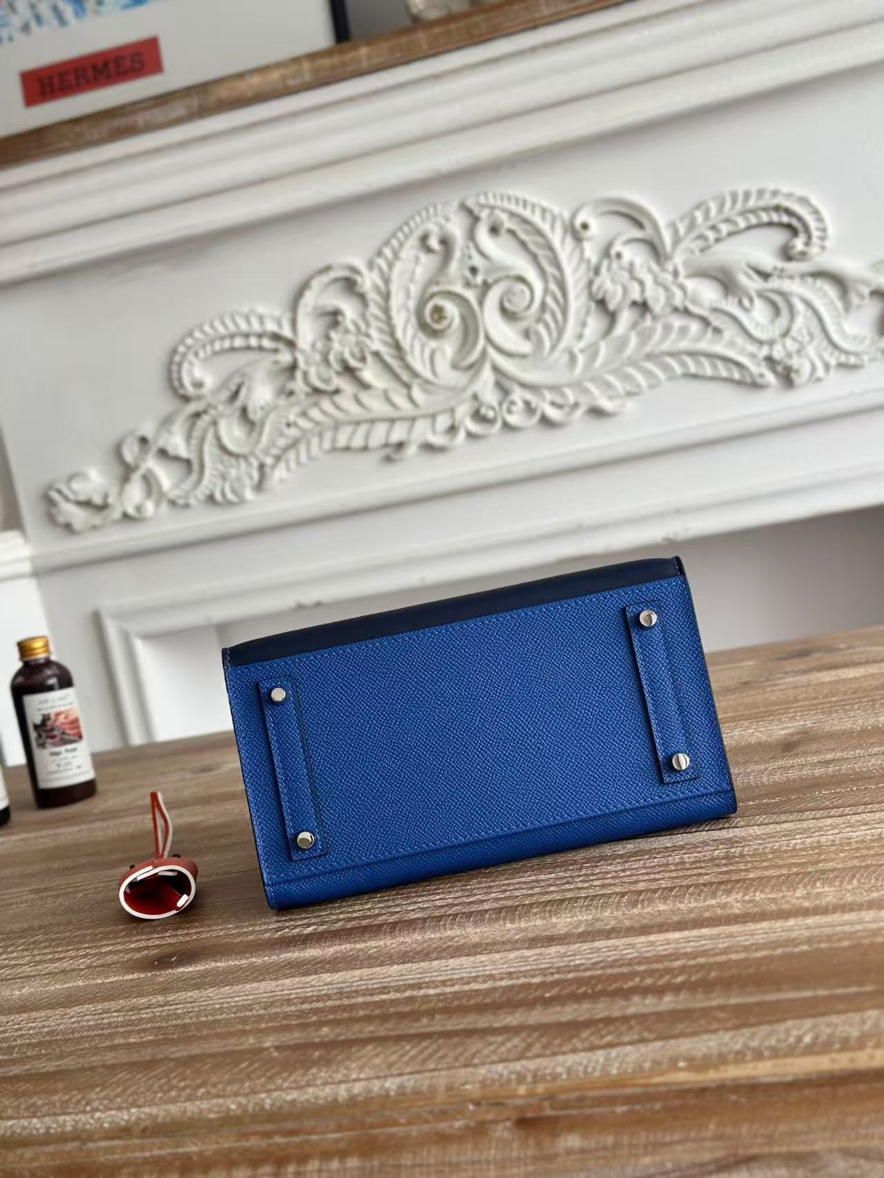 HM Birkin Faubourg 20 Black Blue Espom Alligator Embossed Leather