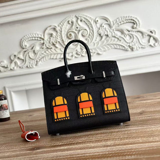 HM Birkin Faubourg 20 Black Espom Alligator Embossed Leather