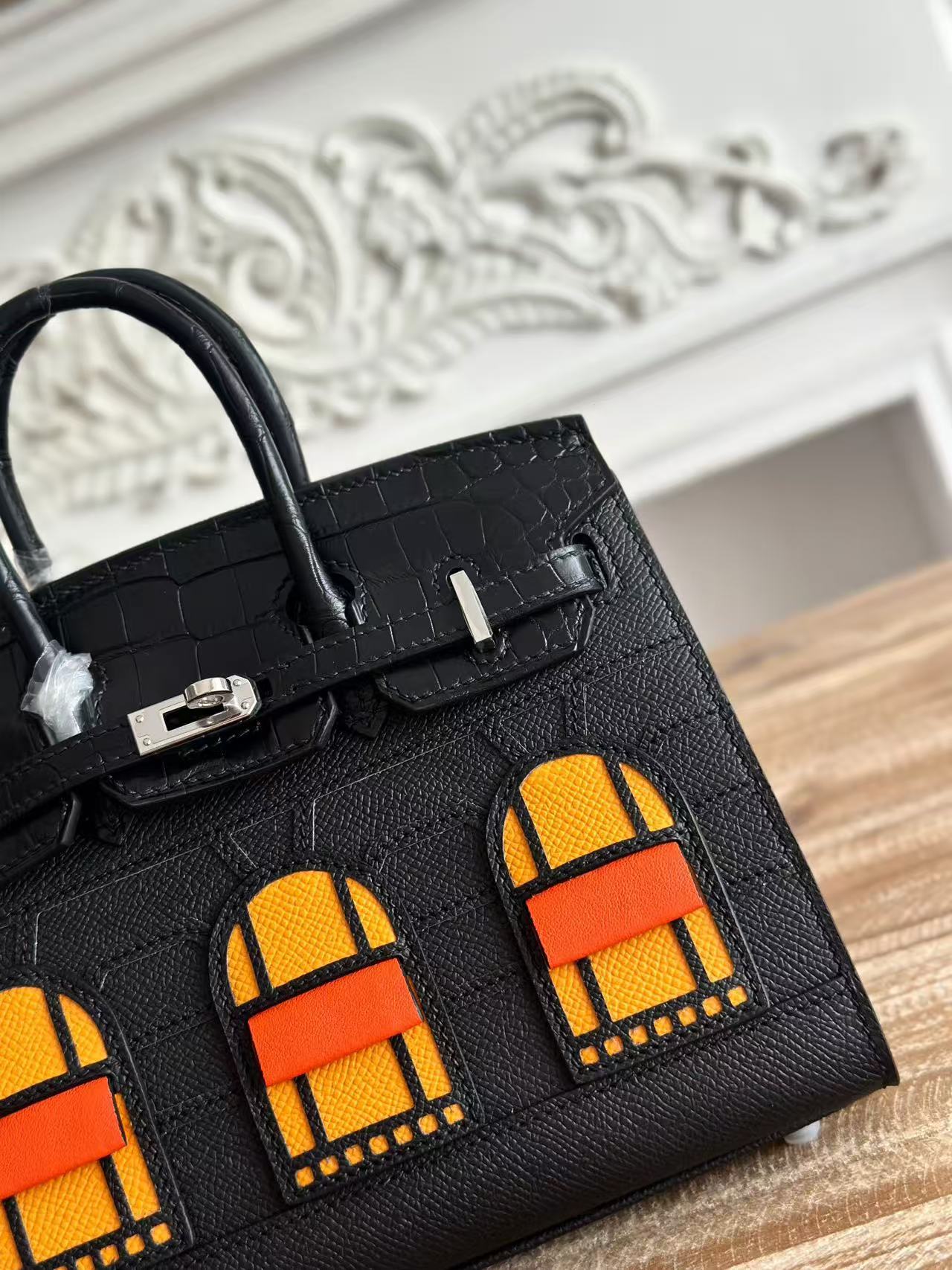 HM Birkin Faubourg 20 Black Espom Alligator Embossed Leather