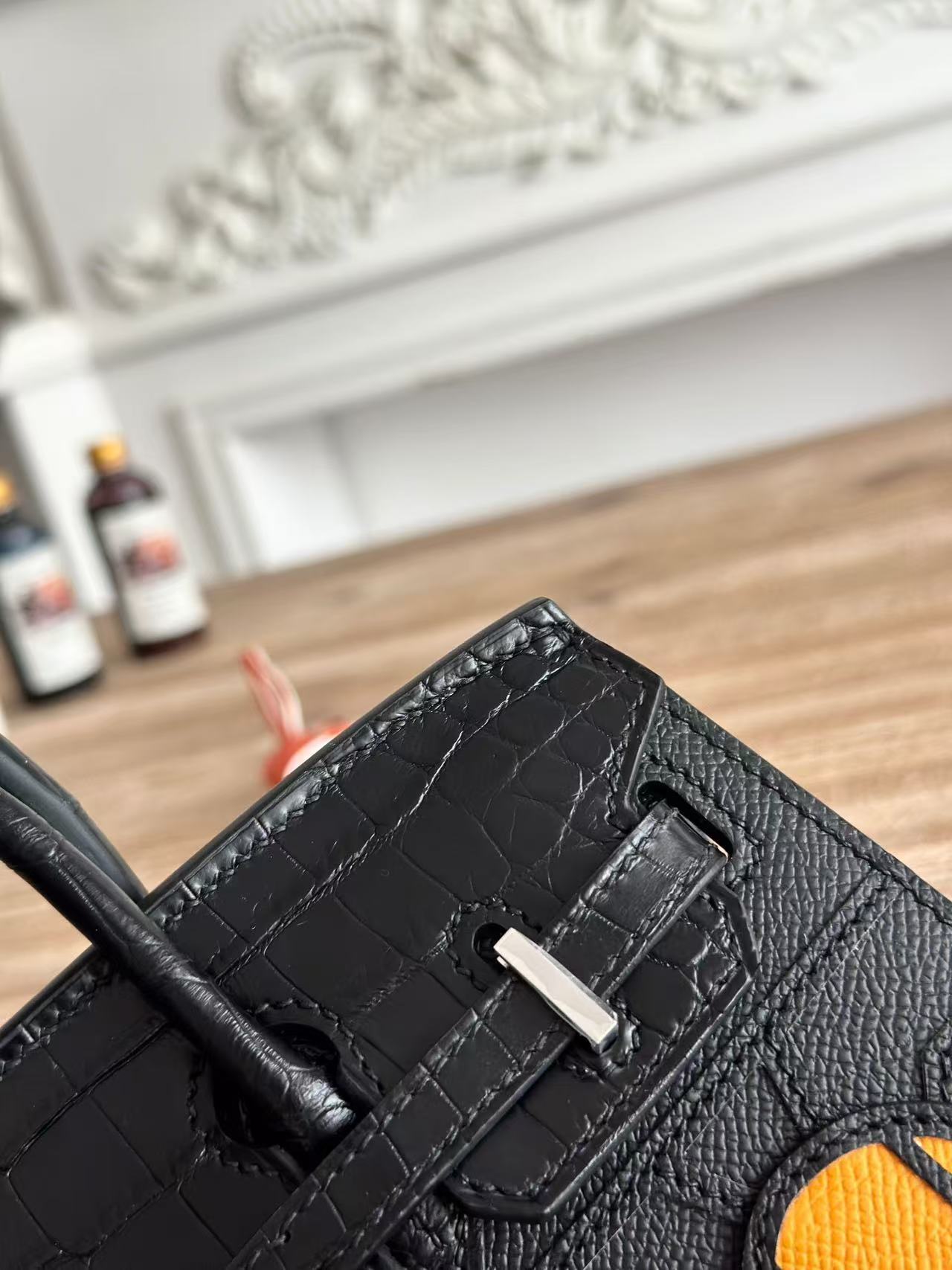 HM Birkin Faubourg 20 Black Espom Alligator Embossed Leather