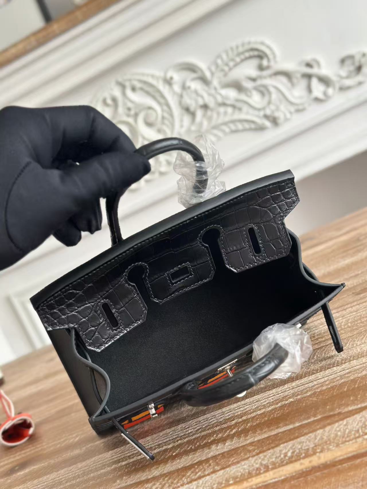 HM Birkin Faubourg 20 Black Espom Alligator Embossed Leather