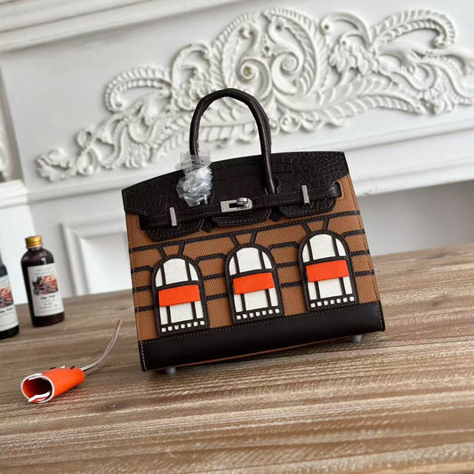HM Birkin Faubourg 20 Brown Coffee Espom Alligator Embossed Leather