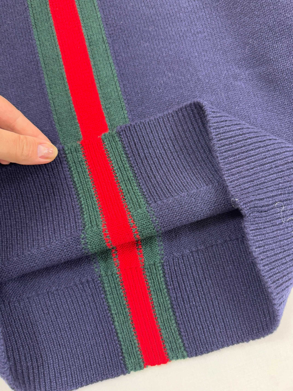GG Fine Knit Wool Sweater With Web