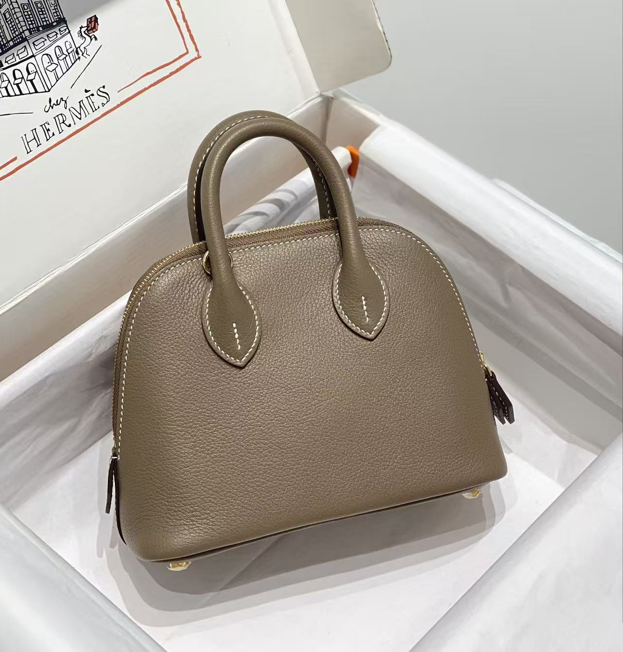 HM Bolide Mini  18cm Etoupe Togo Leather Gold Hardware