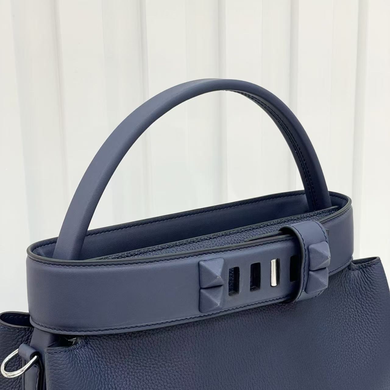 HM Medor Bag With Collier De Chien Clasp Dark Blue Togo And Swift Calfskin