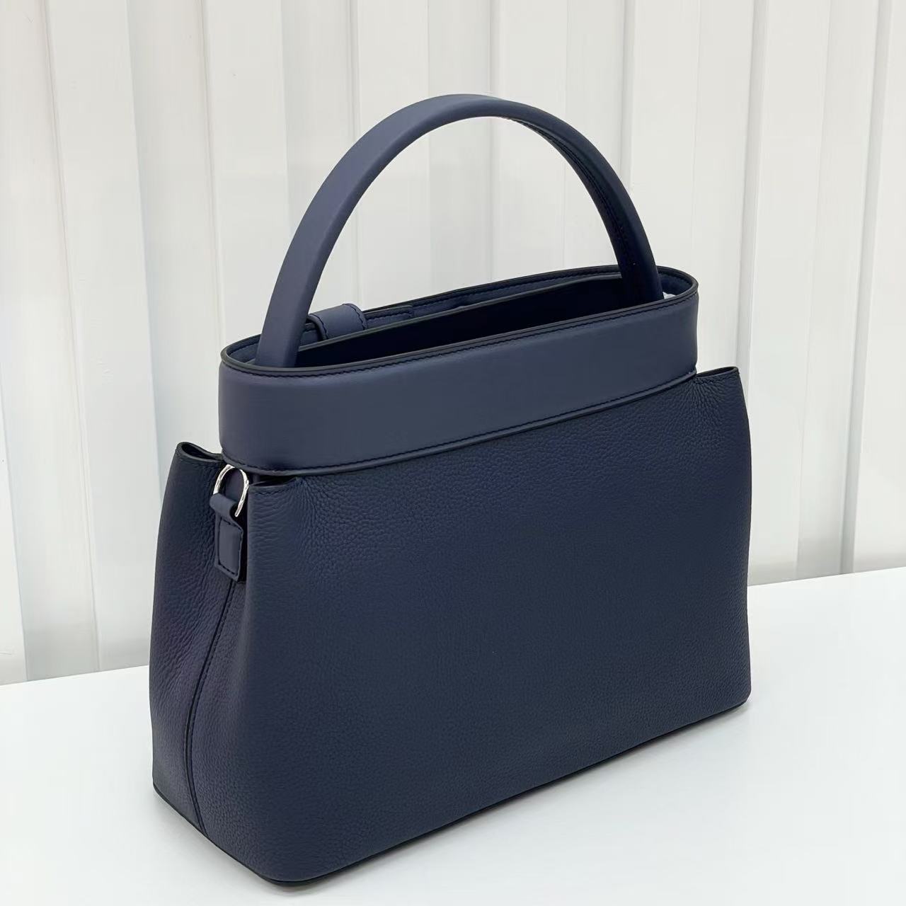HM Medor Bag With Collier De Chien Clasp Dark Blue Togo And Swift Calfskin