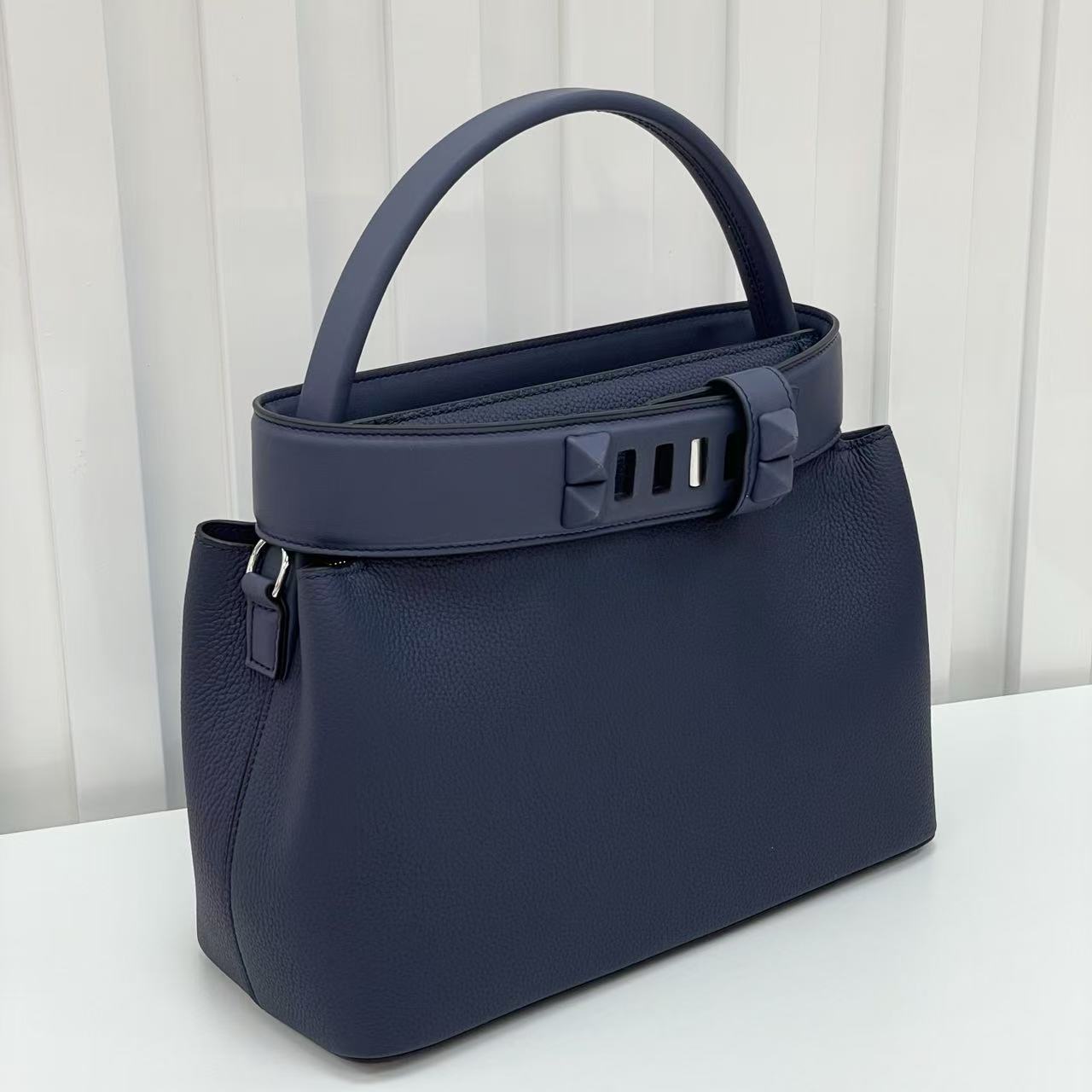 HM Medor Bag With Collier De Chien Clasp Dark Blue Togo And Swift Calfskin