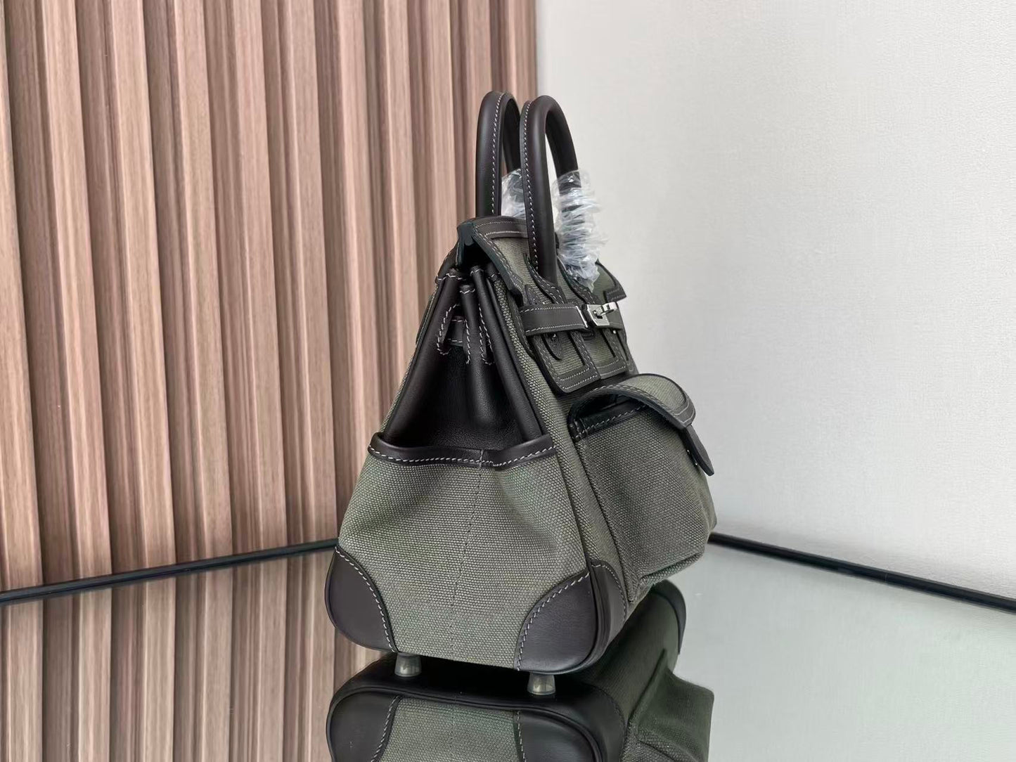 HM Birkin 25 Cargo Olive Green Black Olive Green Black