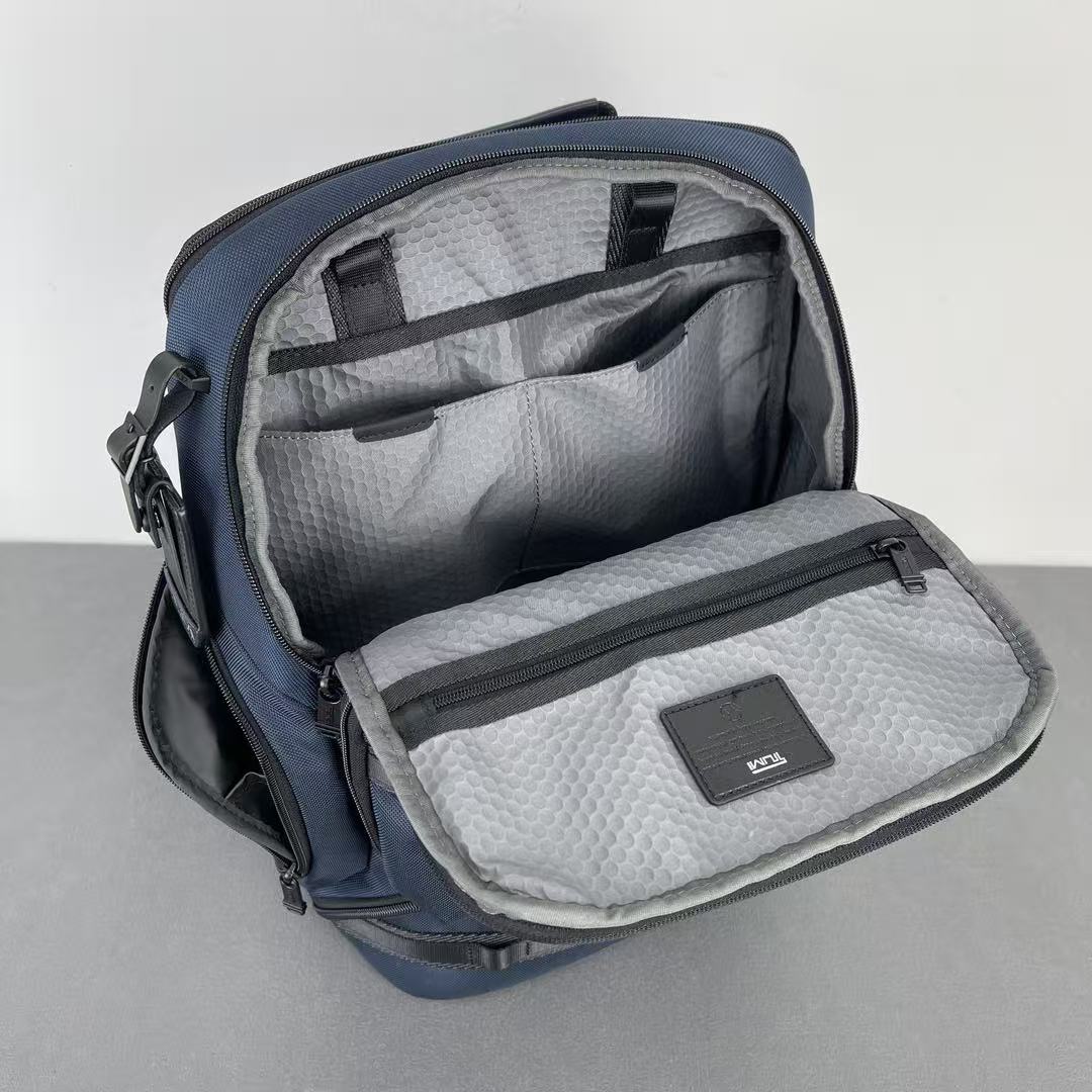 TUMI Alpha Bravo Navigation Backpack Dark Blue Canvas Mesh