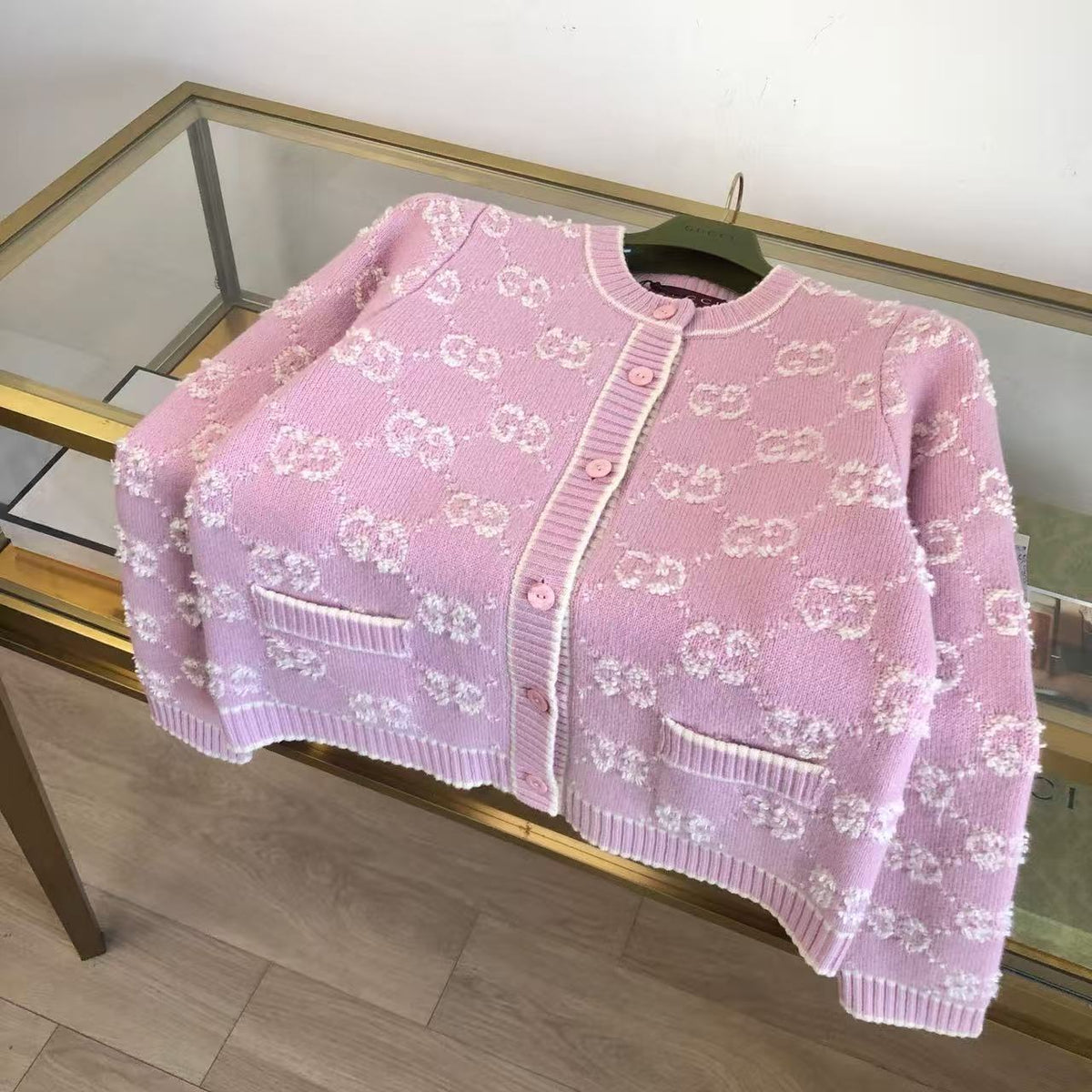GG 26s Bouclé Jacquard Light Pink Wool
