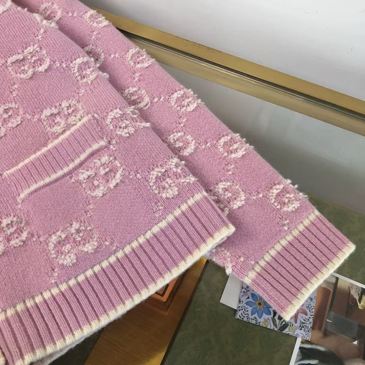 GG 26s Bouclé Jacquard Light Pink Wool