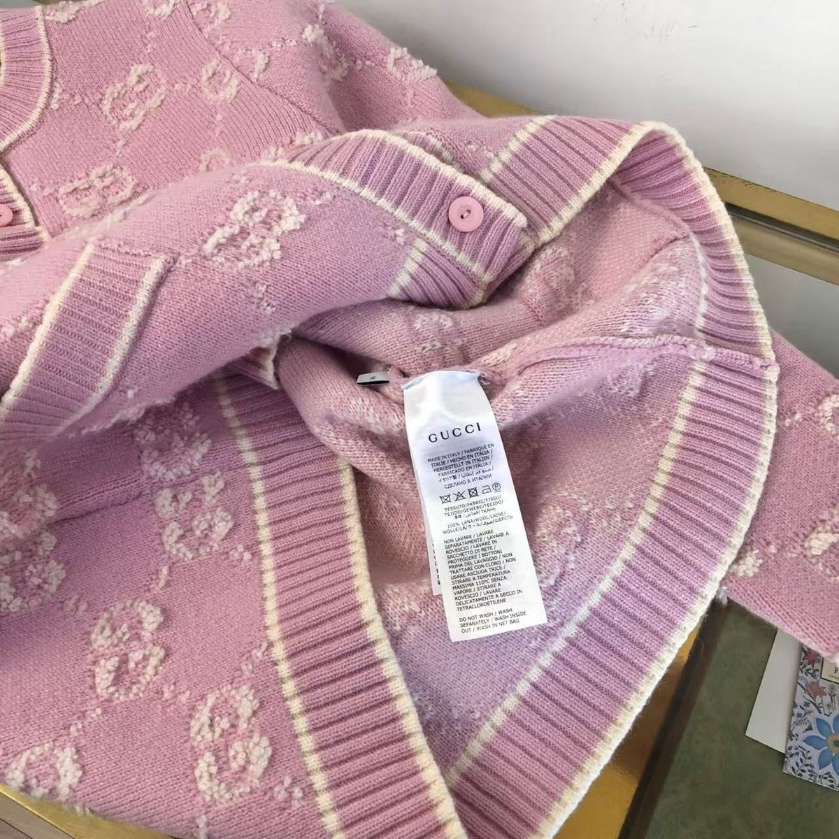 GG 26s Bouclé Jacquard Light Pink Wool